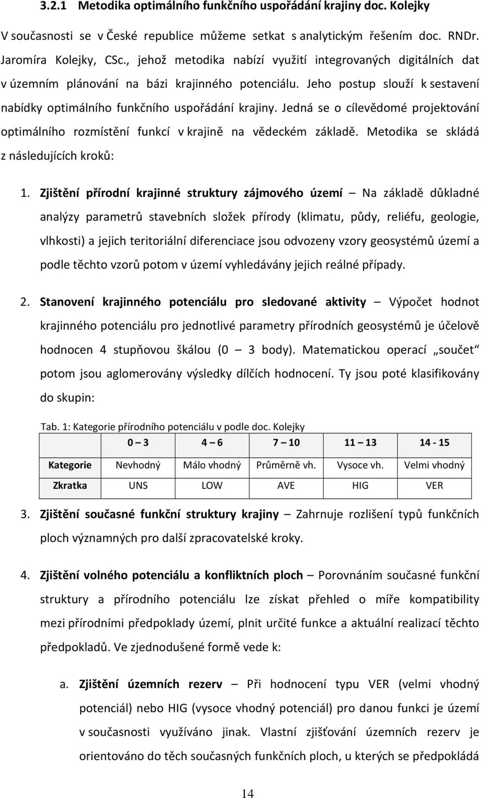 Jedná se o cílevědomé projektování optimálního rozmístění funkcí v krajině na vědeckém základě. Metodika se skládá z následujících kroků: 1.