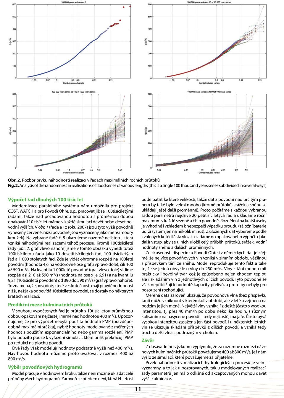 Analysis of the randomness in realisations of flood series of various lengths (this is a single 100 thousand years series subdivided in several ways) Výpočet řad dlouhých 100 tisíc let Modernizace