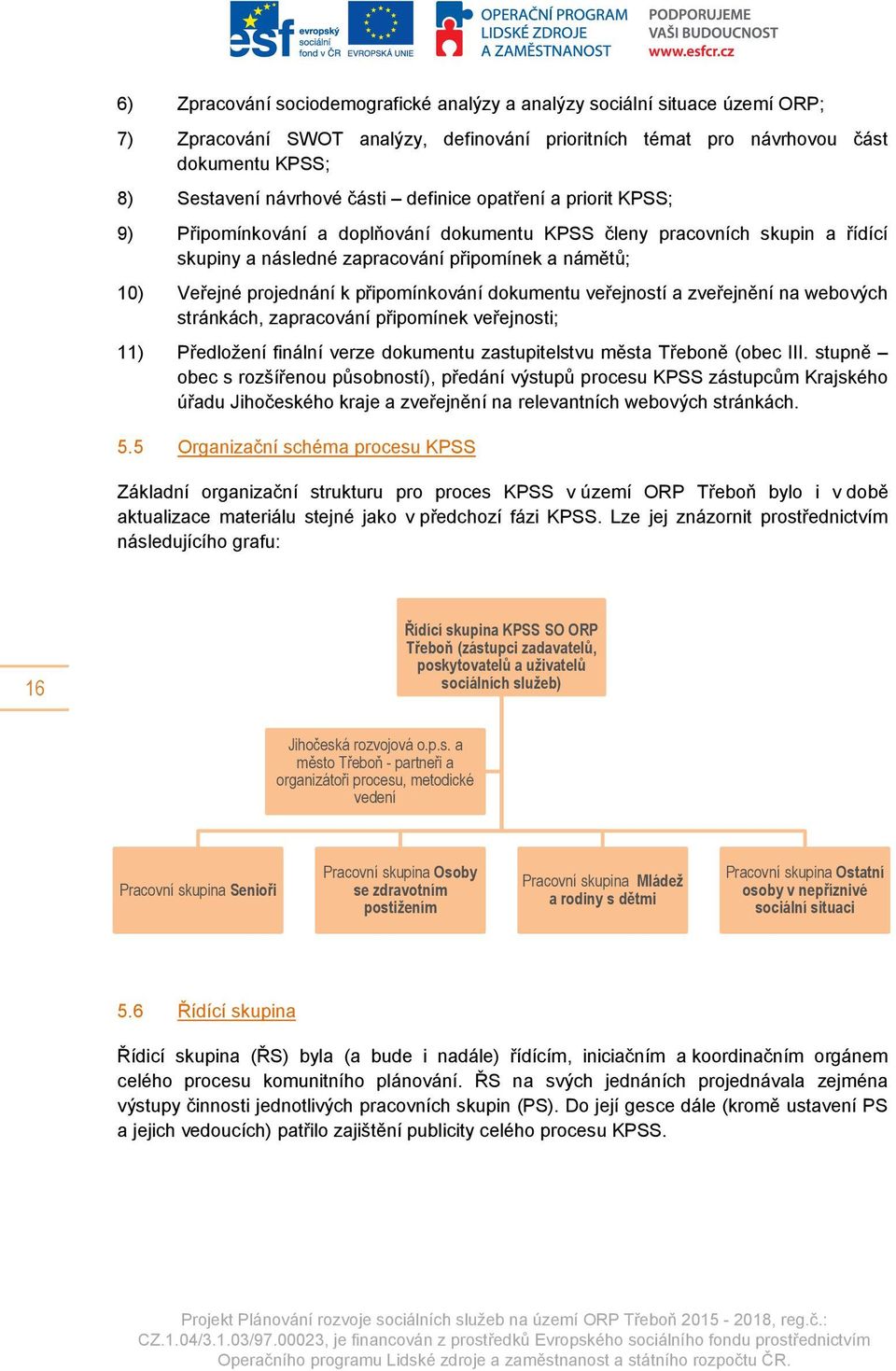 připomínkování dokumentu veřejností a zveřejnění na webových stránkách, zapracování připomínek veřejnosti; 11) Předložení finální verze dokumentu zastupitelstvu města Třeboně (obec III.