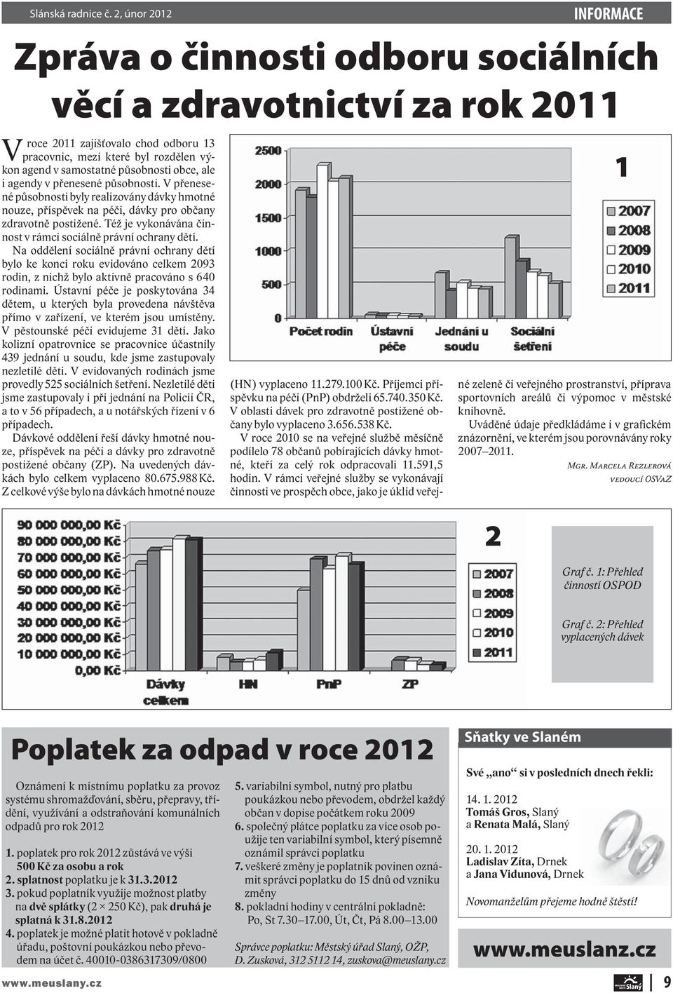 působnosti obce, ale i agendy v přenesené působnosti. V přenesené působnosti byly realizovány dávky hmotné nouze, příspěvek na péči, dávky pro občany zdravotně postižené.