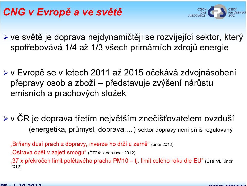 největším znečišťovatelem ovzduší (energetika, průmysl, doprava, ) sektor dopravy není příliš regulovaný Brňany ň dusí prach z dopravy, inverze ho drží u