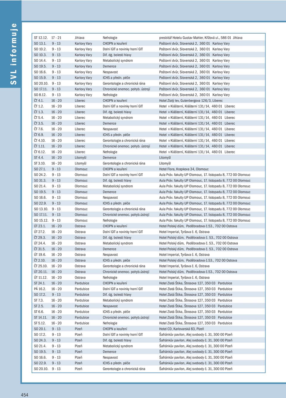 bolesti hlavy Poštovní dvůr, Slovenská 2, 360 01 Karlovy Vary SO 14.4. 9-13 Karlovy Vary Metabolický syndrom Poštovní dvůr, Slovenská 2, 360 01 Karlovy Vary SO 19.5.