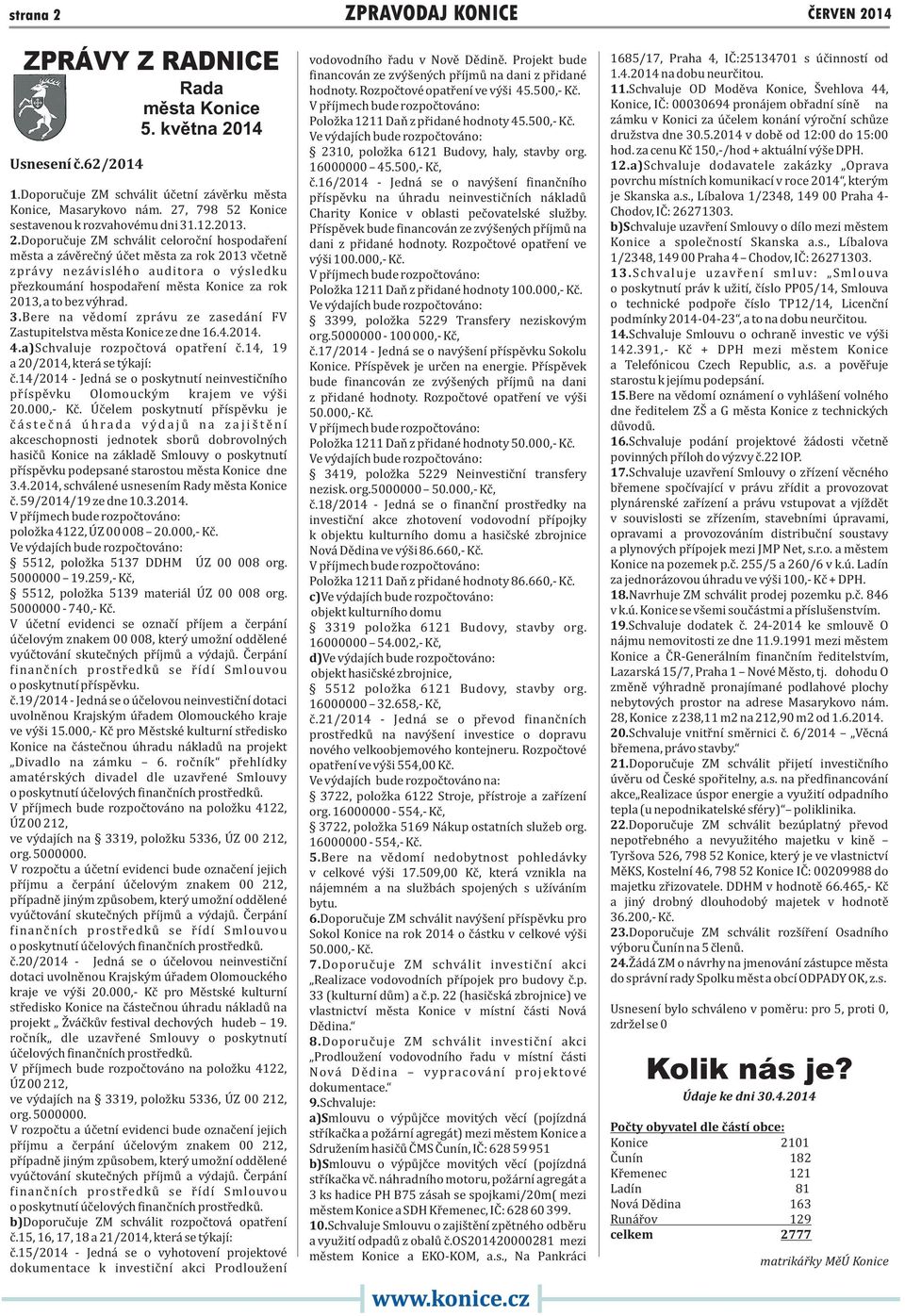 Doporučuje ZM schválit celoroční hospodaření města a závěrečný účet města za rok 2013 včetně zprávy nezávislého auditora o výsledku přezkoumání hospodaření města Konice za rok 2013, a to bez výhrad.