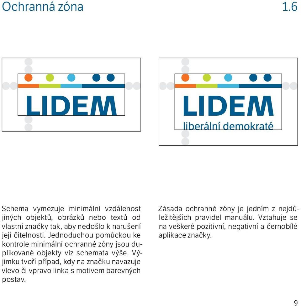 její čitelnosti. Jednoduchou pomůckou ke kontrole minimální ochranné zóny jsou duplikované objekty viz schemata výše.