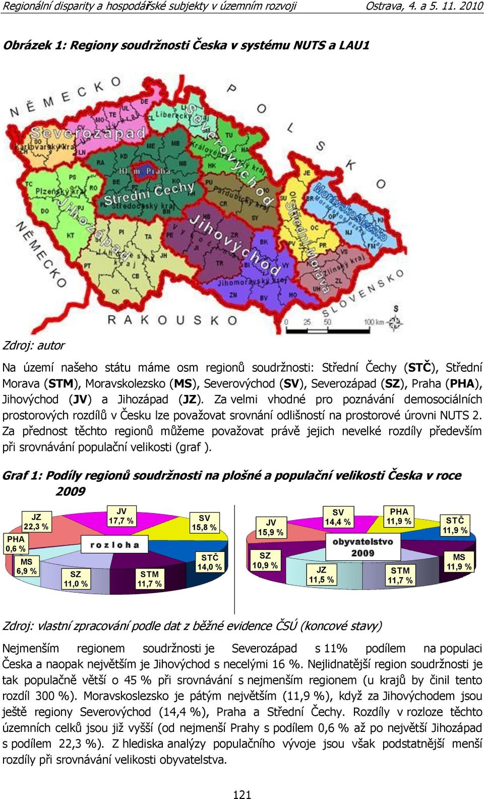 Za velmi vhodné pro poznávání demosociálních prostorových rozdílů v Česku lze povaţovat srovnání odlišností na prostorové úrovni NUTS 2.