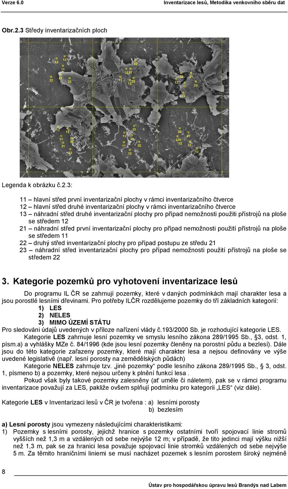 3: 11 hlavní střed první inventarizační plochy v rámci inventarizačního čtverce 12 hlavní střed druhé inventarizační plochy v rámci inventarizačního čtverce 13 náhradní střed druhé inventarizační