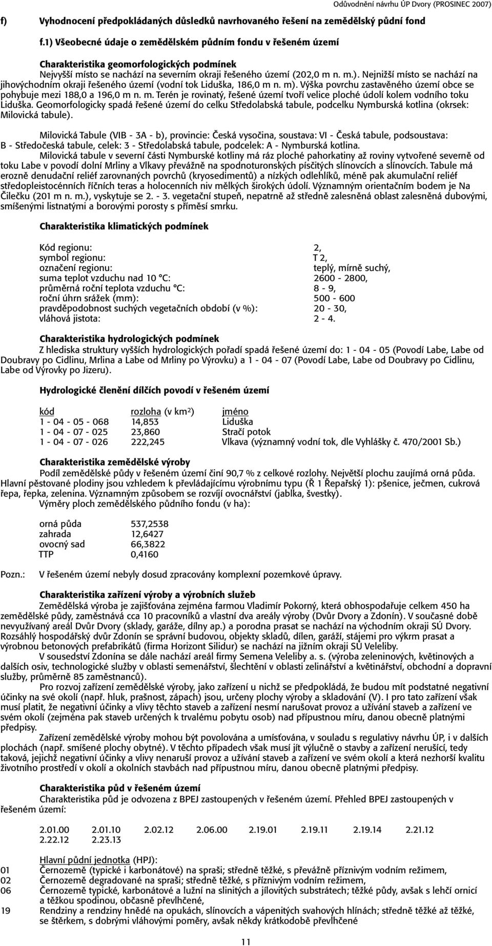 m). Výška povrchu zastavěného území obce se pohybuje mezi 188,0 a 196,0 m n. m. Terén je rovinatý, řešené území tvoří velice ploché údolí kolem vodního toku Liduška.