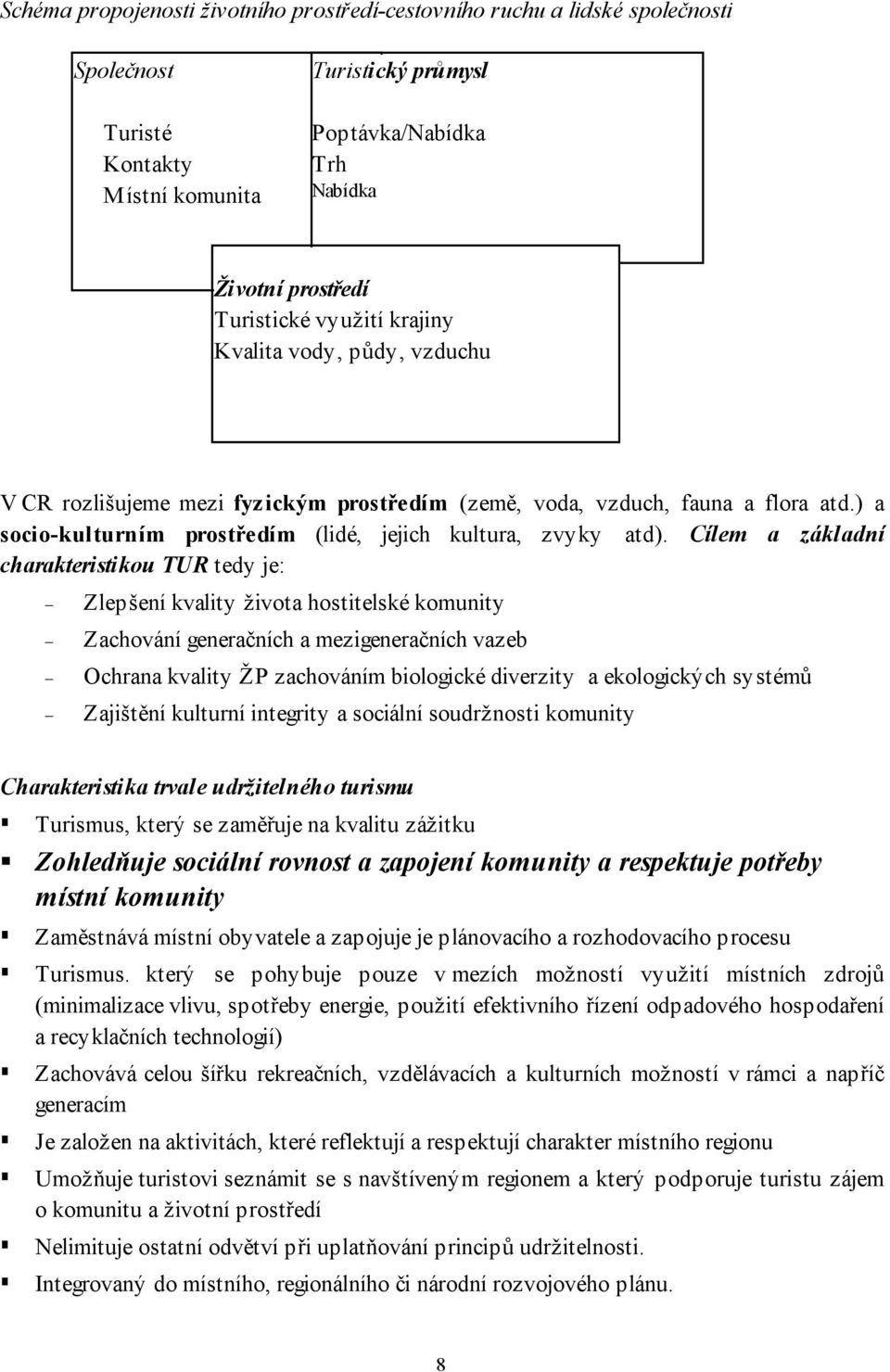 Cílem a základní charakteristikou TUR tedy je: Zlepšení kvality života hostitelské komunity Zachování generačních a mezigeneračních vazeb Ochrana kvality ŽP zachováním biologické diverzity a