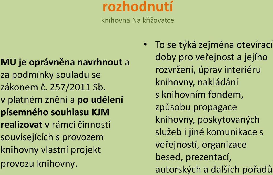 projekt provozu knihovny.