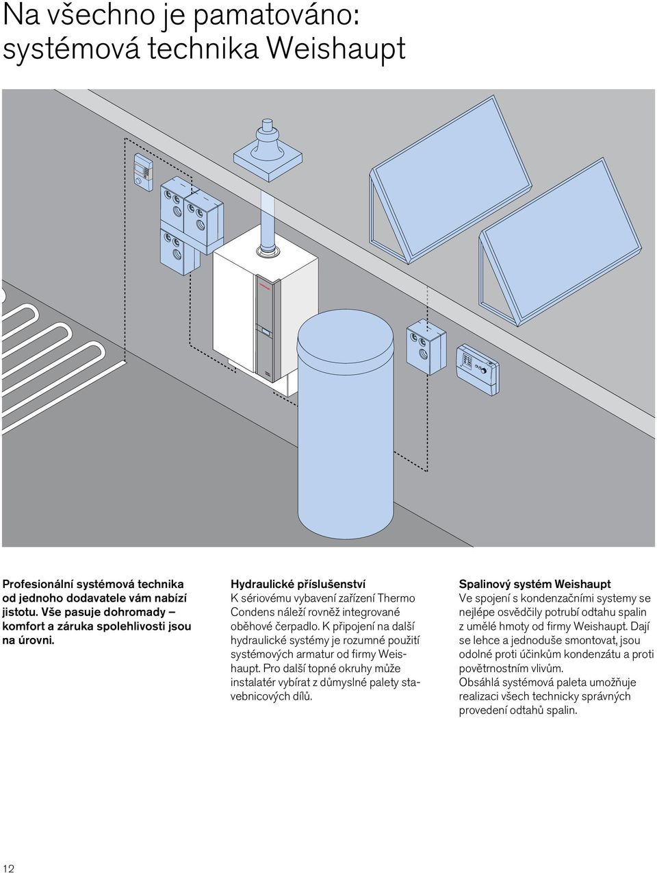 K připojení na další hydraulické systémy je rozumné použití systémových armatur od firmy Weishaupt. Pro další topné okruhy může instalatér vybírat z důmyslné palety stavebnicových dílů.