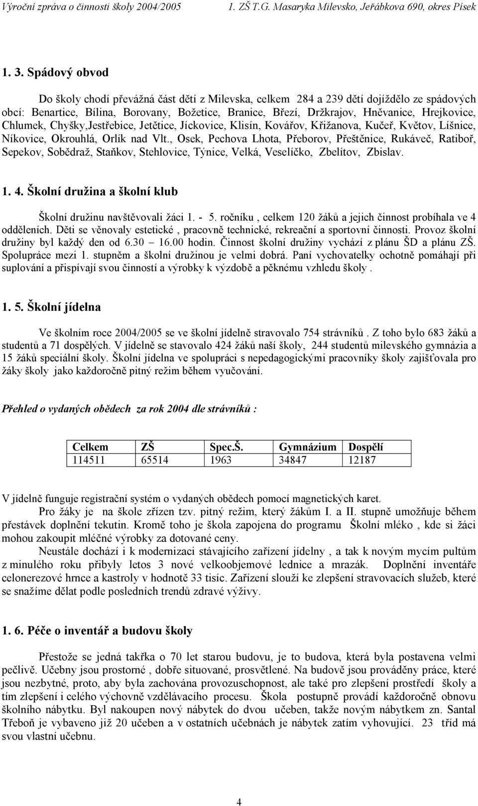 , Osek, Pechova Lhota, Přeborov, Přeštěnice, Rukáveč, Ratiboř, Sepekov, Sobědraž, Staňkov, Stehlovice, Týnice, Velká, Veselíčko, Zbelítov, Zbislav. 1. 4.