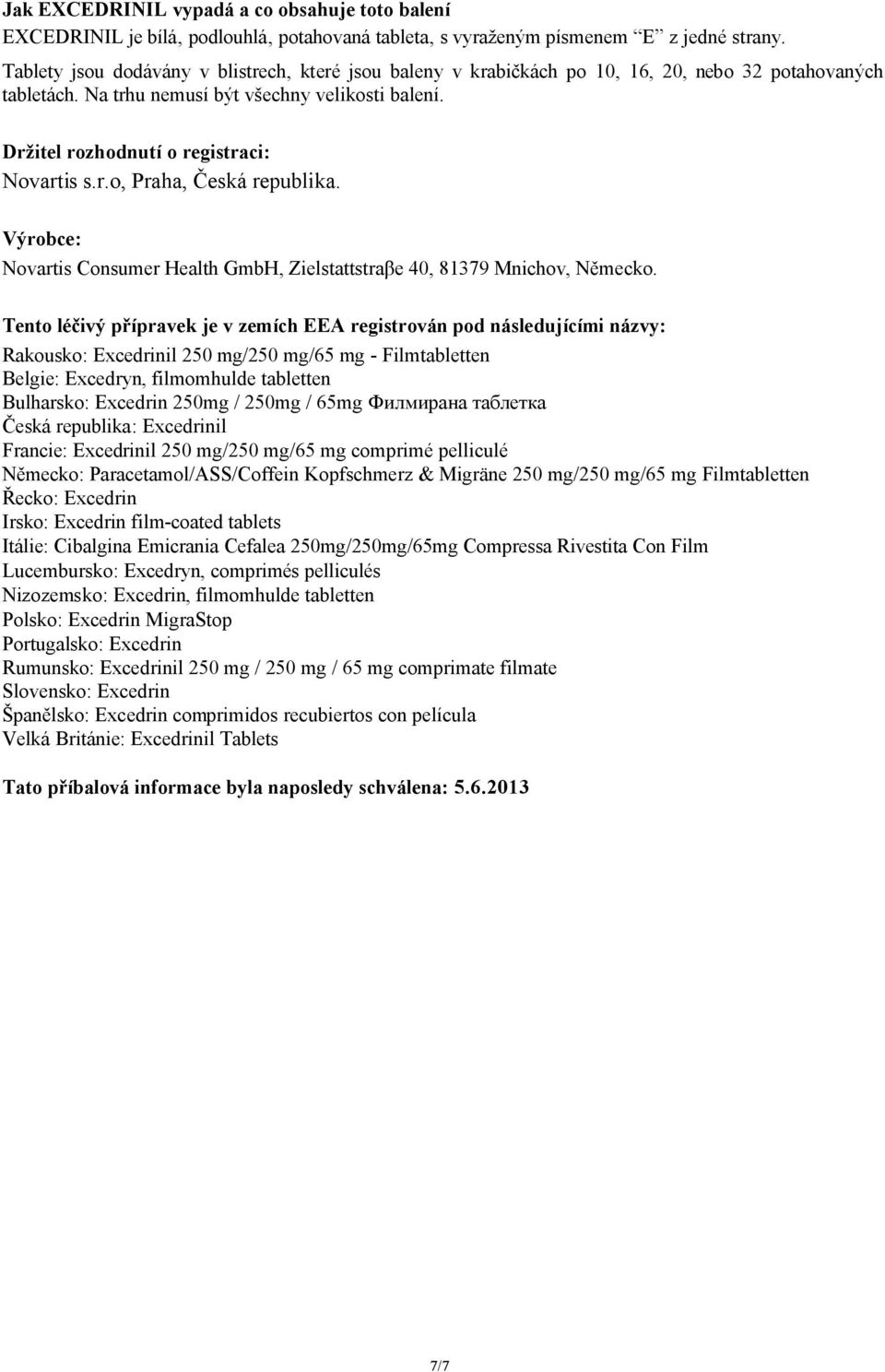 Držitel rozhodnutí o registraci: Novartis s.r.o, Praha, Česká republika. Výrobce: Novartis Consumer Health GmbH, Zielstattstraβe 40, 81379 Mnichov, Německo.