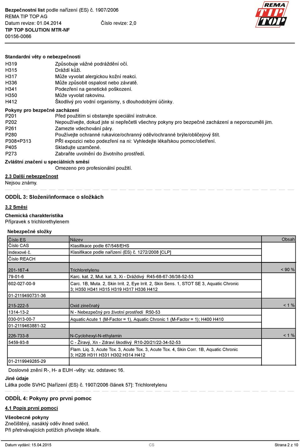 Pokyny pro bezpečné zacházení P201 Před použitím si obstarejte speciální instrukce. P202 Nepoužívejte, dokud jste si nepřečetli všechny pokyny pro bezpečné zacházení a neporozuměli jim.