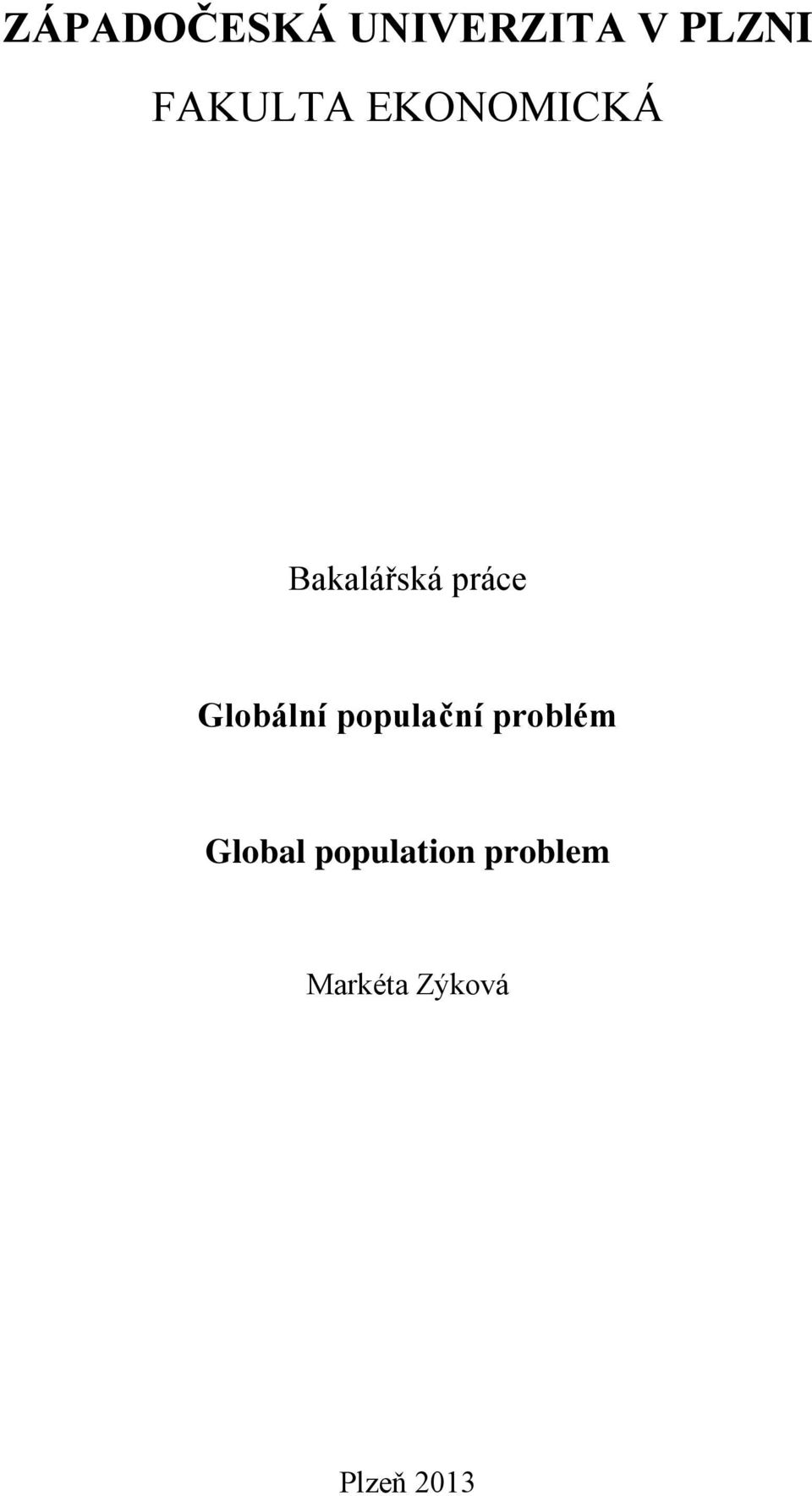 Globální populační problém Global