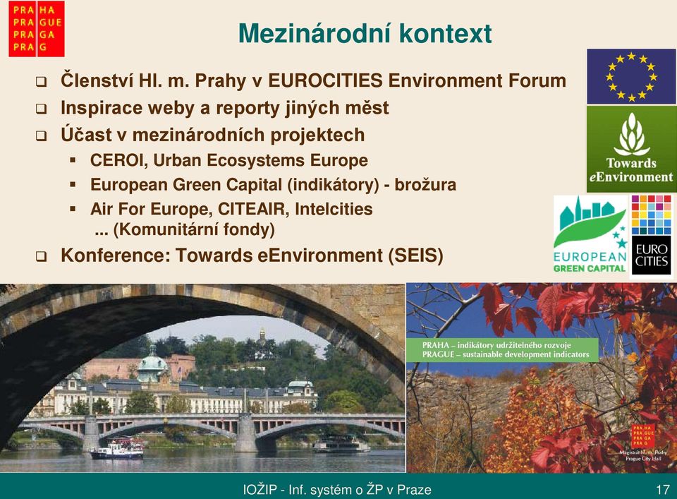 mezinárodních projektech CEROI, Urban Ecosystems Europe European Green Capital