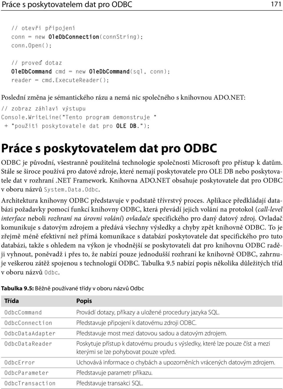 WriteLine( Tento program demonstruje + použití poskytovatele dat pro OLE DB.