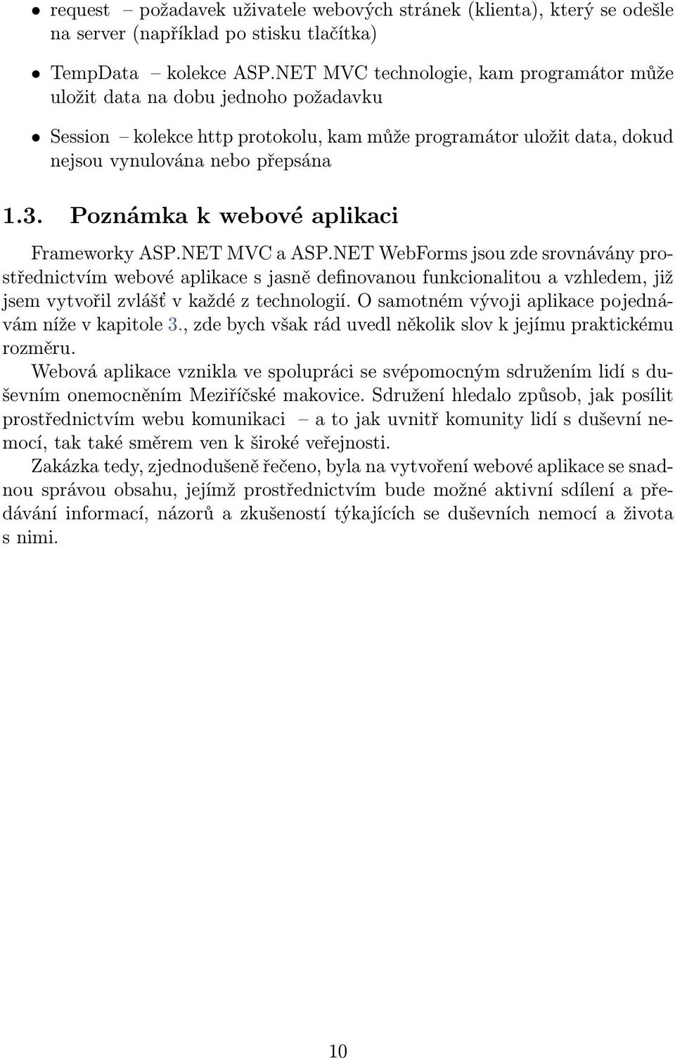 Poznámka k webové aplikaci Frameworky ASP.NET MVC a ASP.