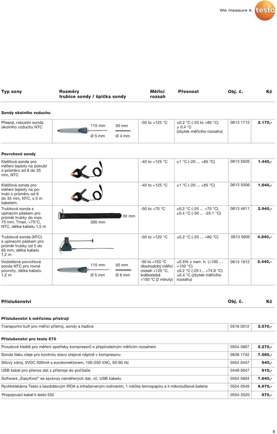 .. +85 C) 061 5505 1.440,- Klešťová sonda pro měření teploty na potrubí o průměru od 6 do 5 mm, NTC, s 5 m kabelem. Trubková sonda s upínacím páskem pro průměr trubky do max. 75 mm, Tmax.