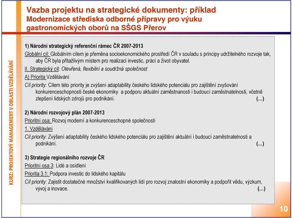 Strategický cíl: Otevřená, flexibilní a soudržná společnost A) Priorita Vzdělávání Cíl priority: Cílem této priority je zvýšení adaptability českého lidského potenciálu pro zajištění zvyšování