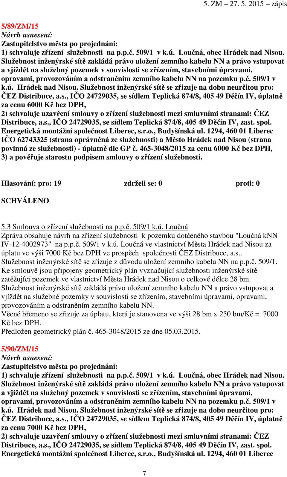 zemního kabelu NN na pozemku p.č. 509/1 v k.ú. Hrádek nad Niso