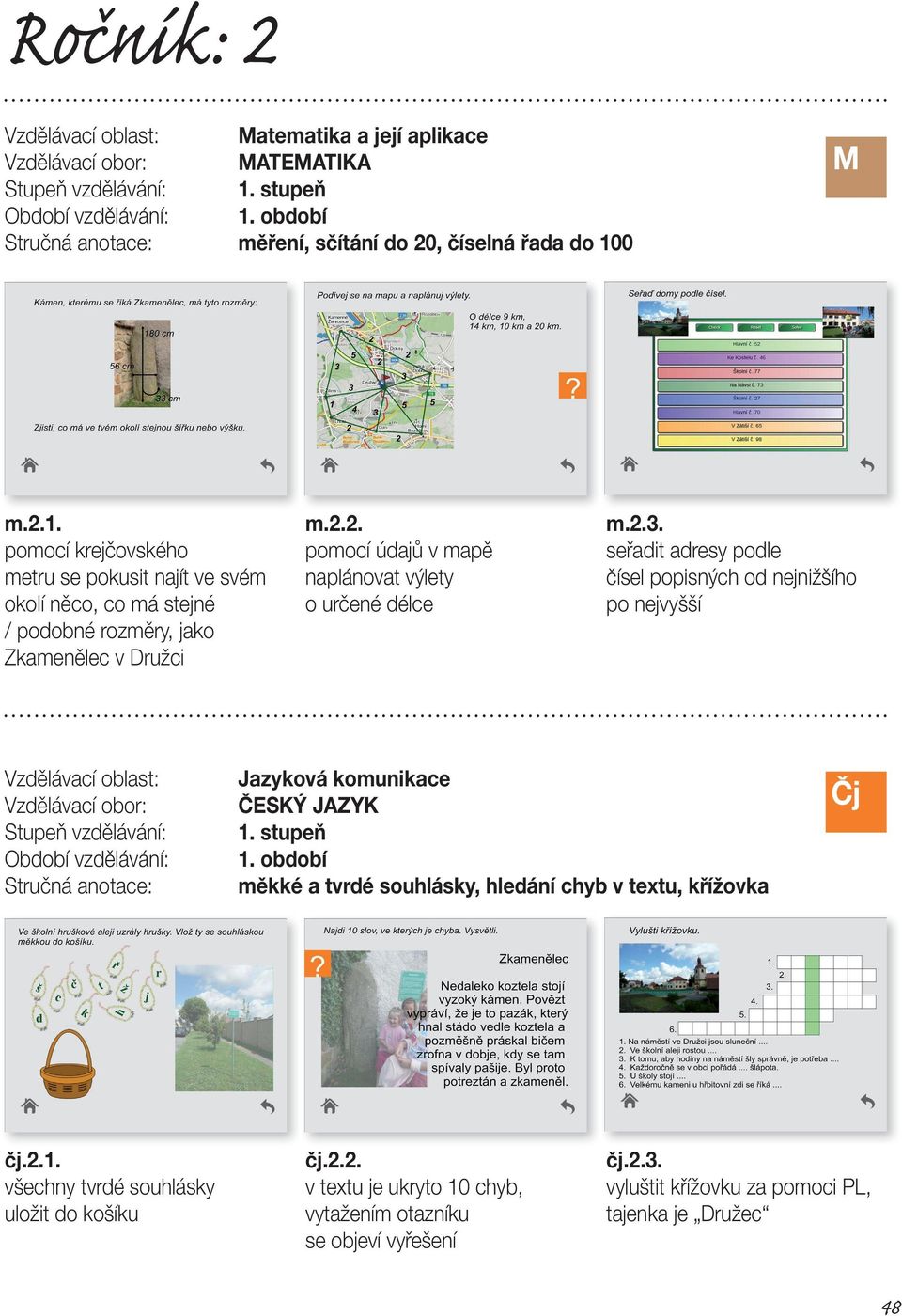 2.3. seřadit adresy podle čísel popisných od nejnižšího po nejvyšší ČESKÝ JAZYK měkké a tvrdé souhlásky, hledání chyb v textu, křížovka Čj čj.2.1.