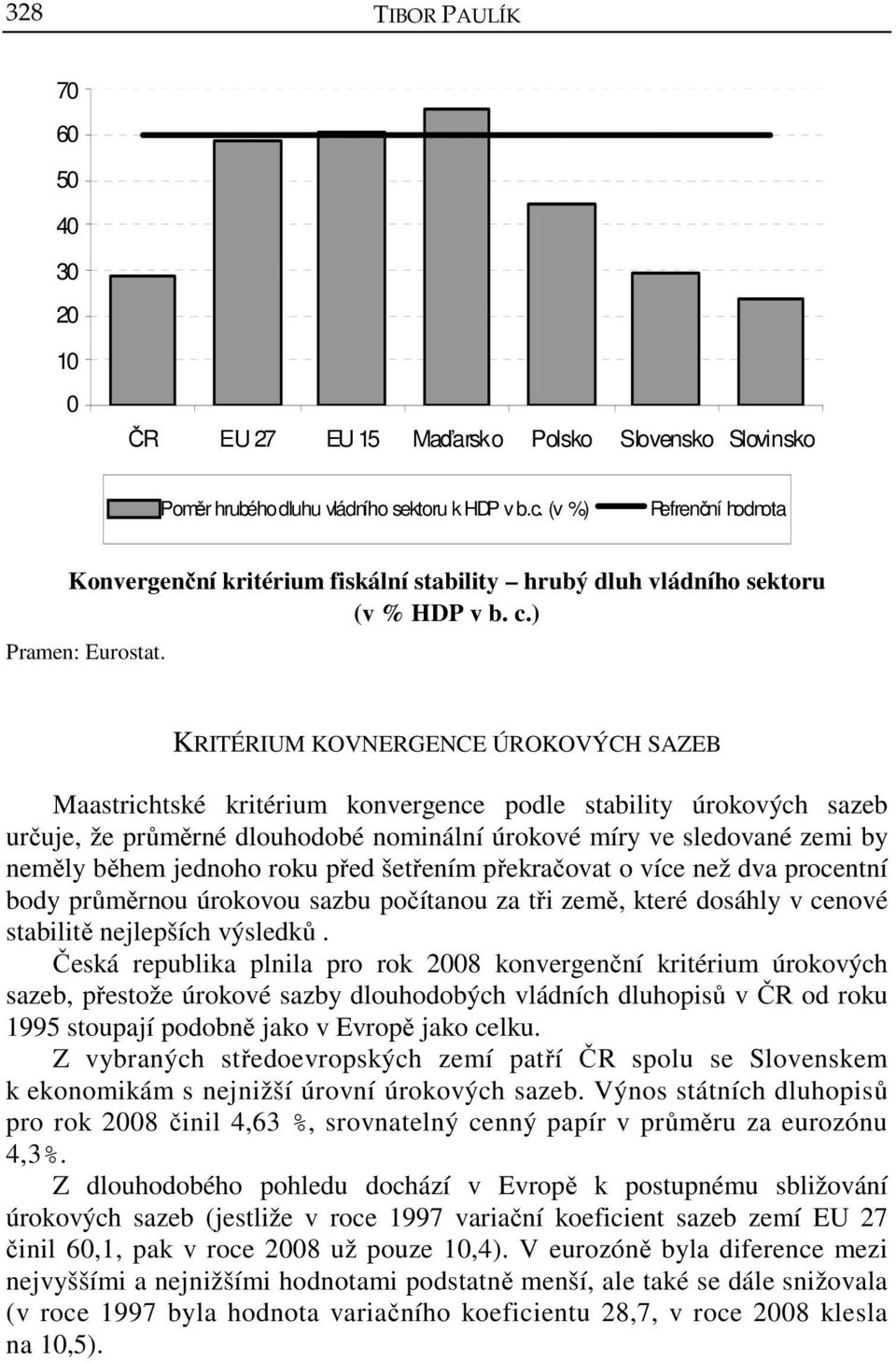 KRITÉRIUM KOVNERGENCE ÚROKOVÝCH SAZEB Maastrichtské kritérium konvergence podle stability úrokových sazeb určuje, že průměrné dlouhodobé nominální úrokové míry ve sledované zemi by neměly během