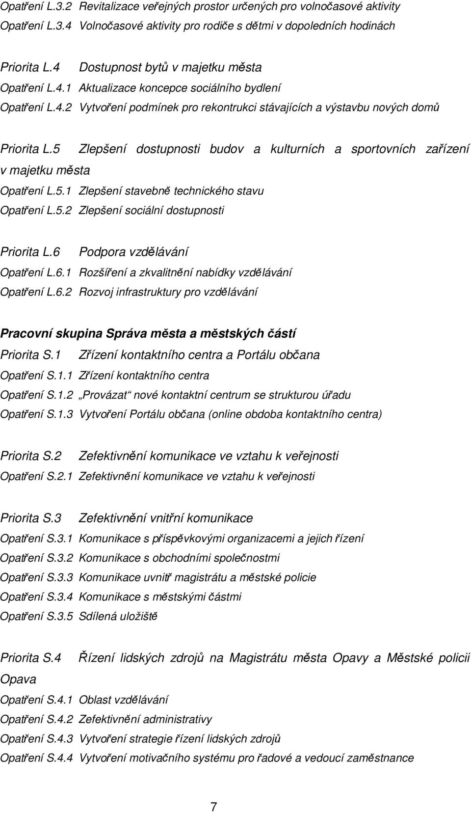 5 Zlepšení dostupnosti budov a kulturních a sportovních zařízení v majetku města Opatření L.5.1 Zlepšení stavebně technického stavu Opatření L.5.2 Zlepšení sociální dostupnosti Priorita L.