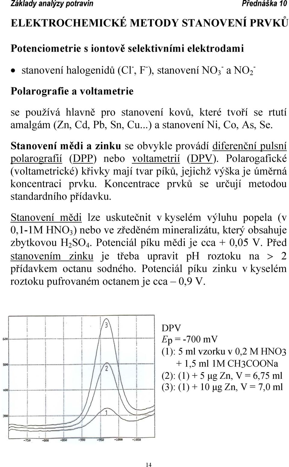 Polarogafické (voltametrické) křivky mají tvar píků, jejichž výška je úměrná koncentraci prvku. Koncentrace prvků se určují metodou standardního přídavku.