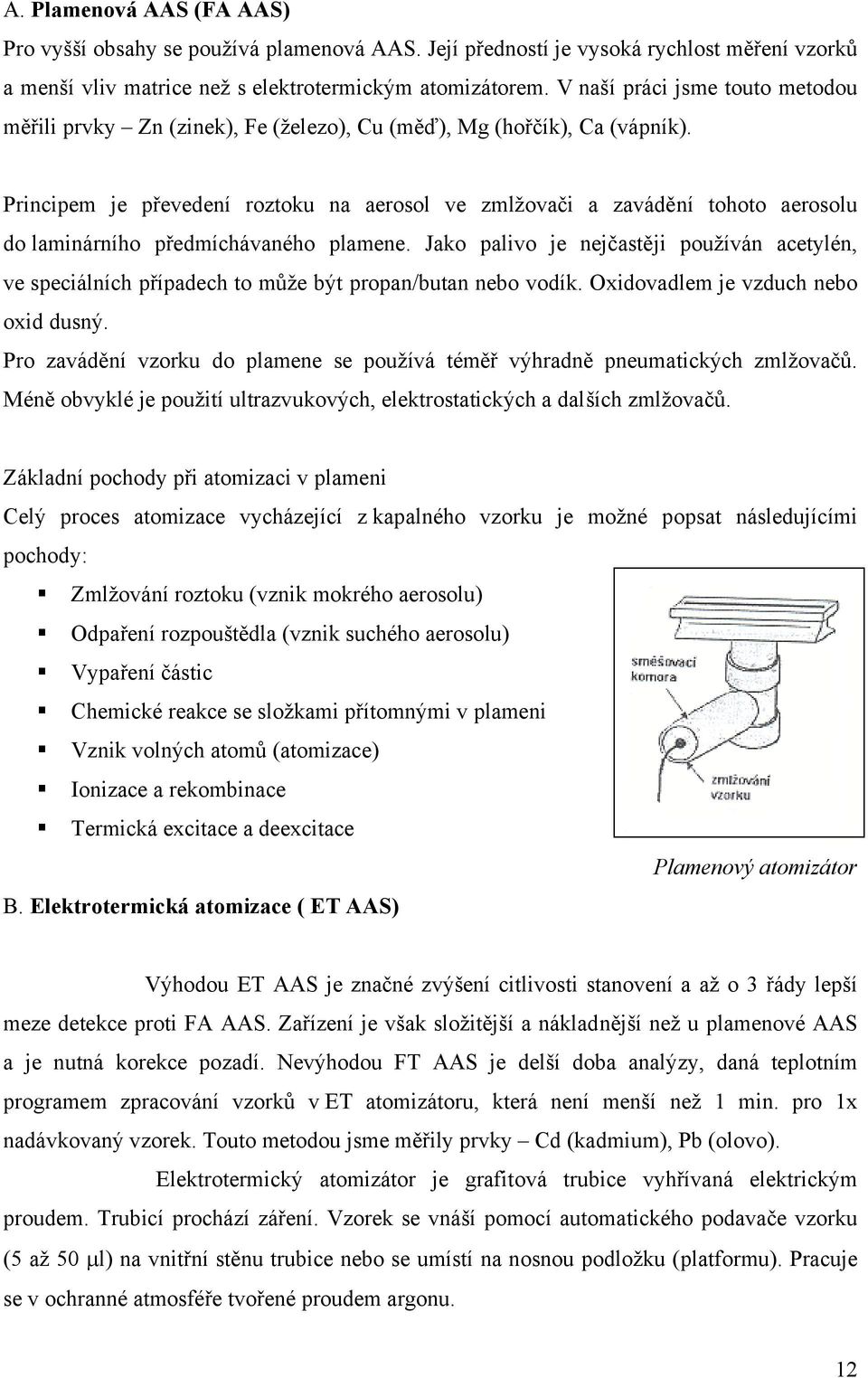 Principem je převedení roztoku na aerosol ve zmlžovači a zavádění tohoto aerosolu do laminárního předmíchávaného plamene.