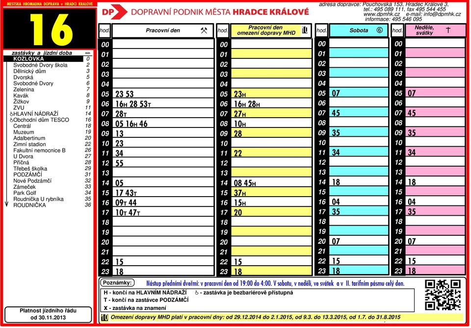 dopravce: Pouchovská, Hradec Králové, tel.