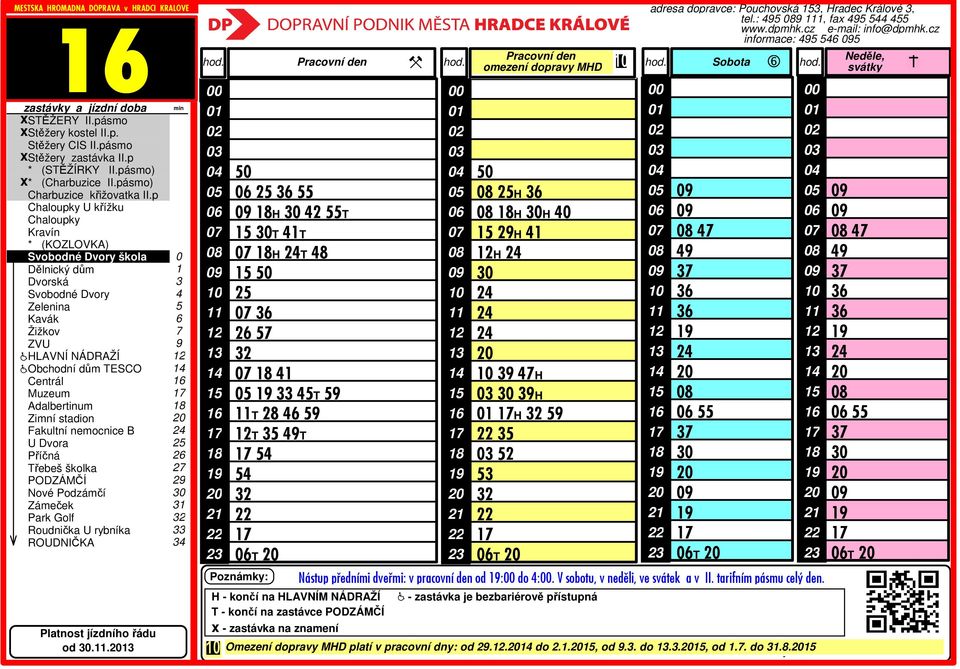 dopravce: Pouchovská, Hradec Králové, tel.