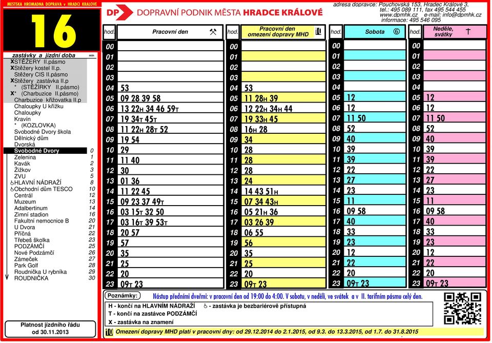 dopravce: Pouchovská, Hradec Králové, tel.