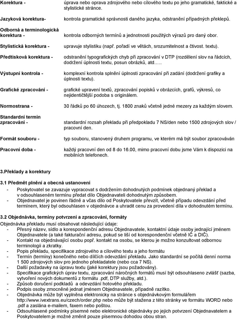 kontrola odborných termínů a jednotnosti použitých výrazů pro daný obor. upravuje stylistiku (např. pořadí ve větách, srozumitelnost a čtivost. textu).