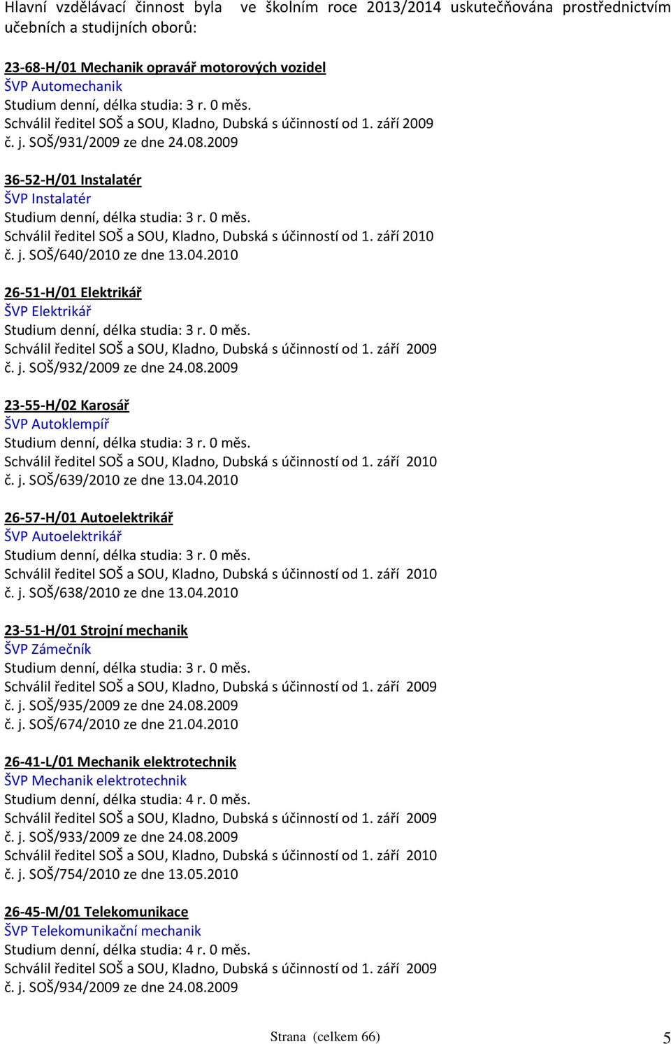 2009 36-52-H/01 Instalatér ŠVP Instalatér Studium denní, délka studia: 3 r. 0 měs. Schválil ředitel SOŠ a SOU, Kladno, Dubská s účinností od 1. září 2010 č. j. SOŠ/640/2010 ze dne 13.04.