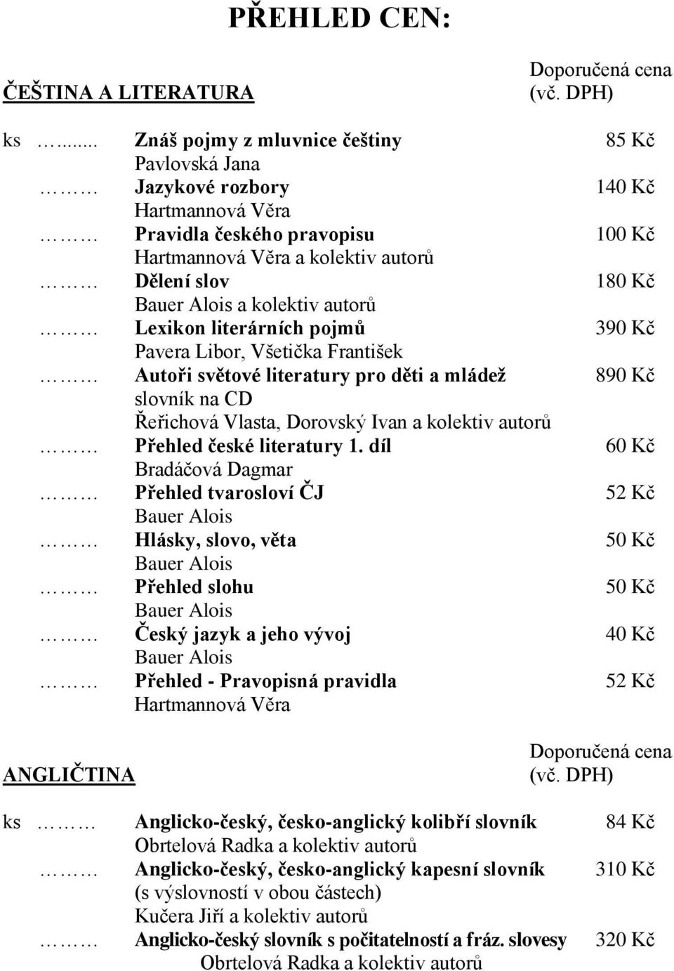 kolektiv autorů Lexikon literárních pojmů 390 Kč Pavera Libor, Všetička František Autoři světové literatury pro děti a mládeţ 890 Kč slovník na CD Řeřichová Vlasta, Dorovský Ivan a kolektiv autorů