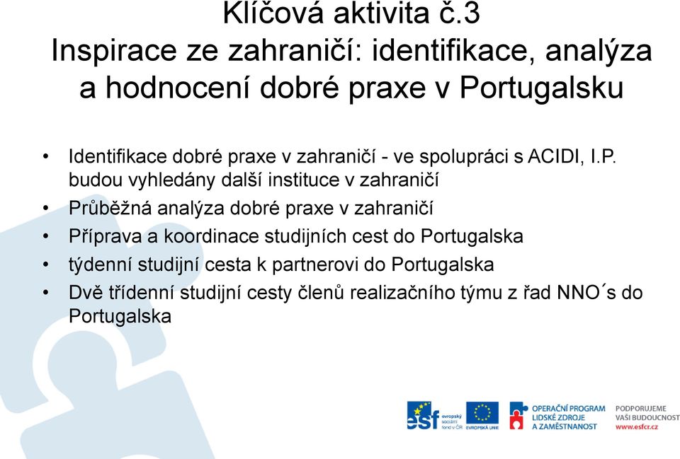 praxe v zahraničí - ve spolupráci s ACIDI, I.P.