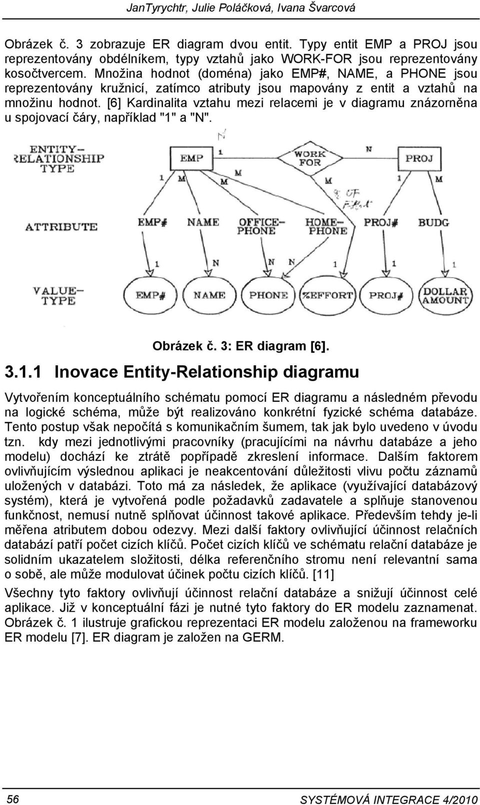 Množina hodnot (doména) jako EMP#, NAME, a PHONE jsou reprezentovány kružnicí, zatímco atributy jsou mapovány z entit a vztahů na množinu hodnot.