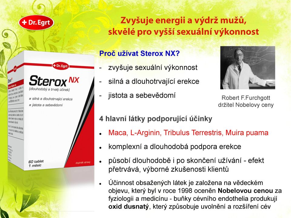 podpora erekce působí dlouhodobě i po skončení užívání - efekt přetrvává, výborné zkušenosti klientů Účinnost obsažených látek je založena na