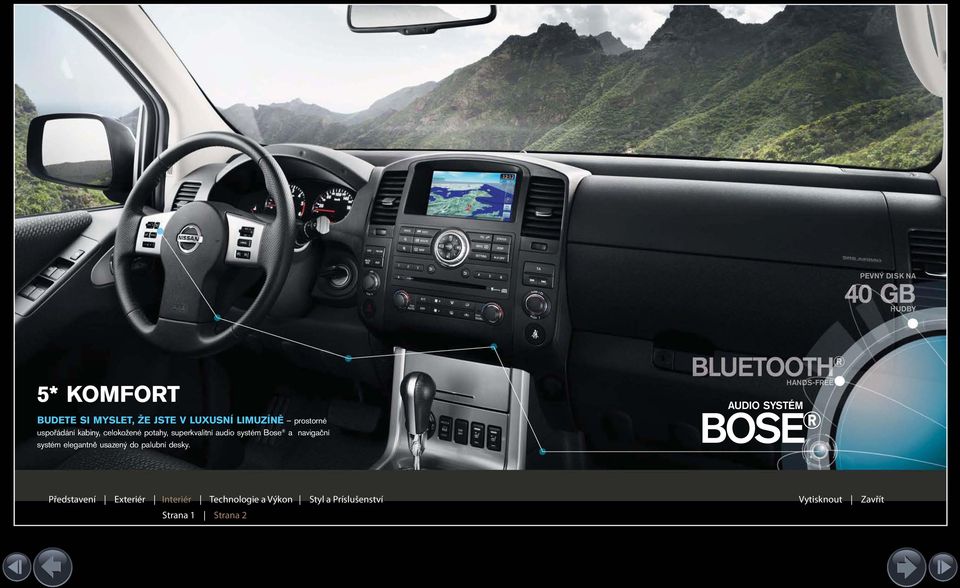 superkvalitní audio systém Bose a navigační systém elegantně