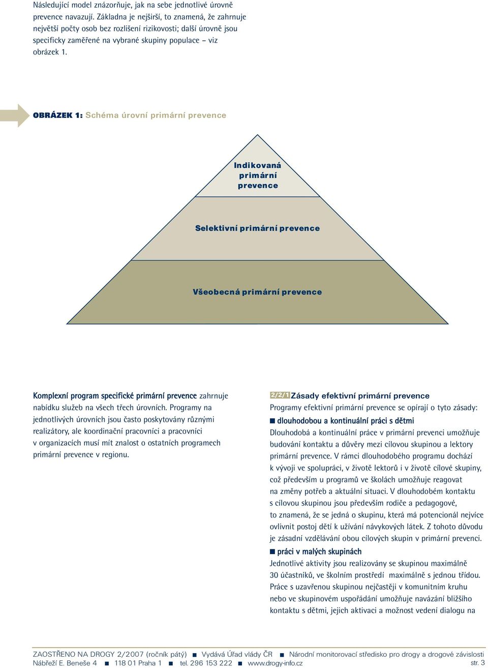 OBRÁZEK 1: Schéma úrovní primární prevence Indikovaná primární prevence Selektivní primární prevence Všeobecná primární prevence Komplexní program specifické primární prevence zahrnuje nabídku služeb