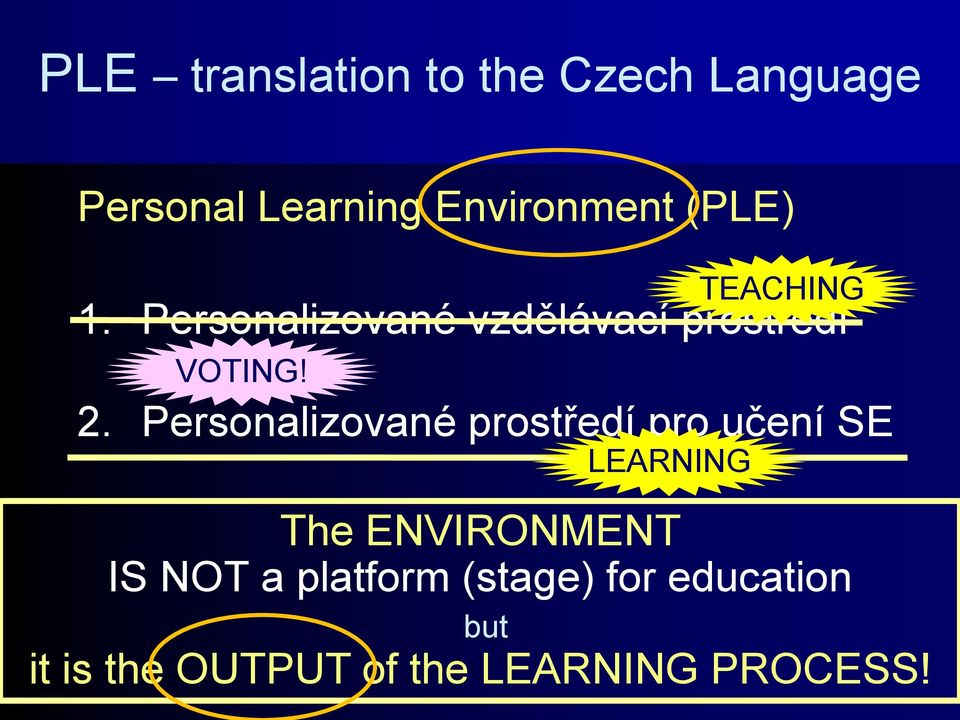 Personalizované prostředí pro učení SE LEARNING TEACHING The