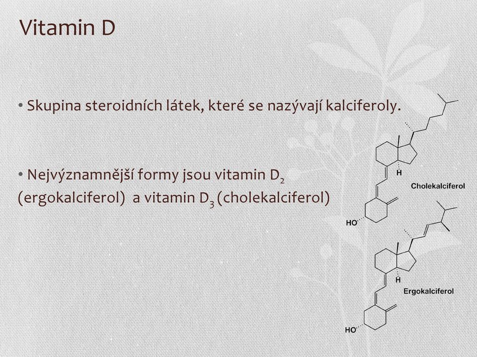 Nejvýznamnější formy jsou vitamin D 2