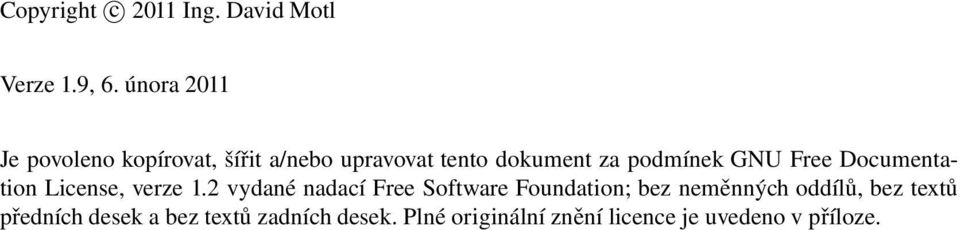 GNU Free Documentation License, verze 1.