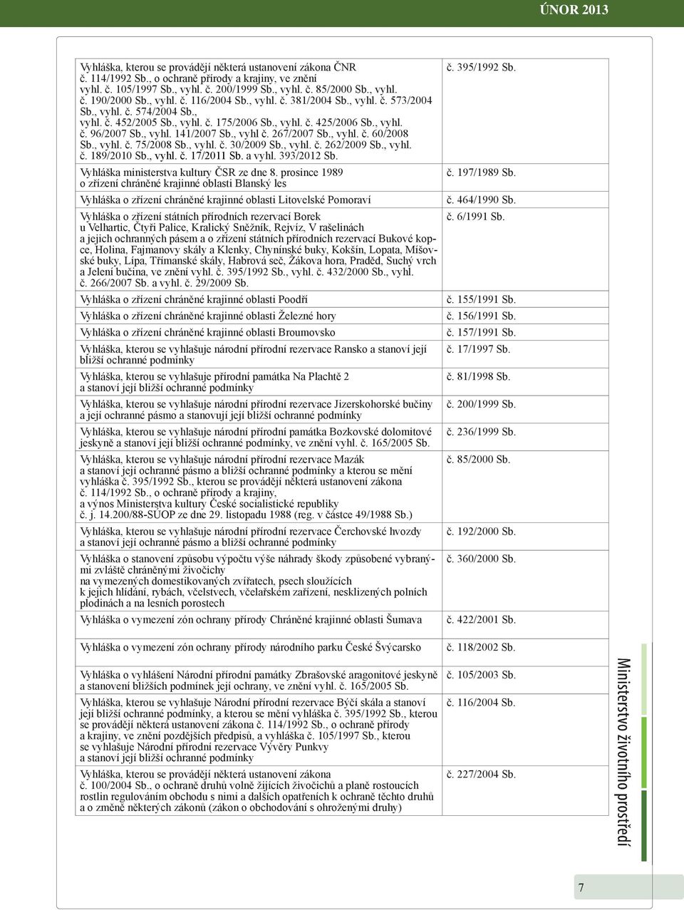 Sb, vyhl č 60/2008 Sb, vyhl č 75/2008 Sb, vyhl č 30/2009 Sb, vyhl č 262/2009 Sb, vyhl č 189/2010 Sb, vyhl č 17/2011 Sb a vyhl 393/2012 Sb Vyhláška ministerstva kultury ČSR ze dne 8 prosince 1989 o