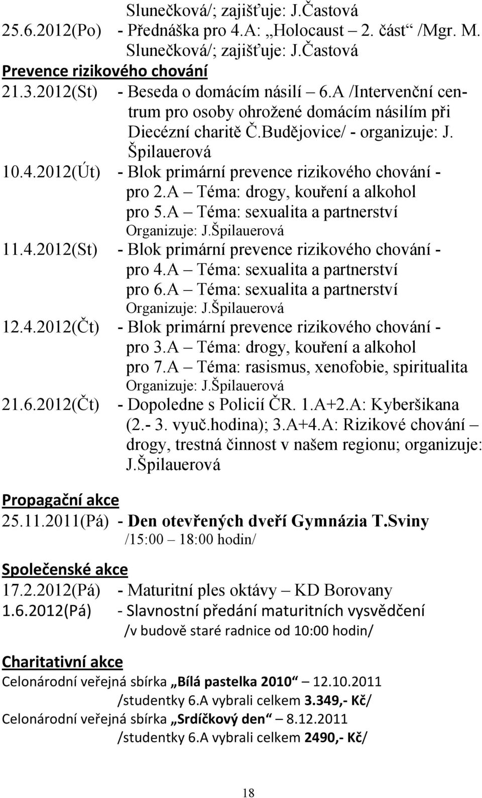 A Téma: drogy, kouření a alkohol pro 5.A Téma: sexualita a partnerství Organizuje: J.Špilauerová 11.4.2012(St) - Blok primární prevence rizikového chování - pro 4.