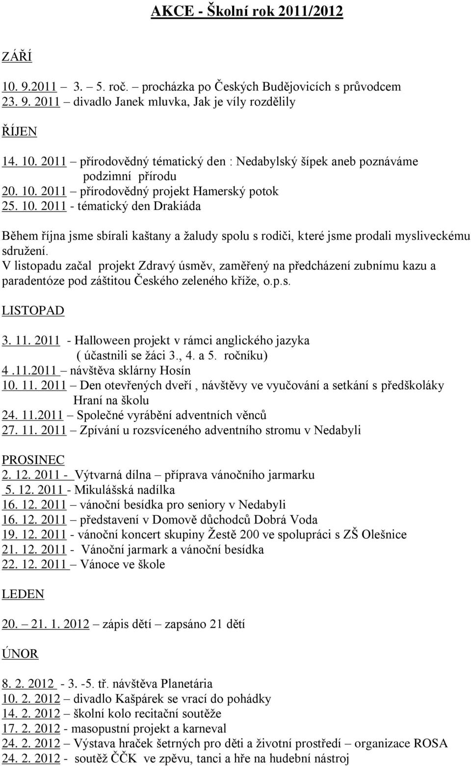 V listopadu začal projekt Zdravý úsměv, zaměřený na předcházení zubnímu kazu a paradentóze pod záštitou Českého zeleného kříže, o.p.s. LISTOPAD 3. 11.