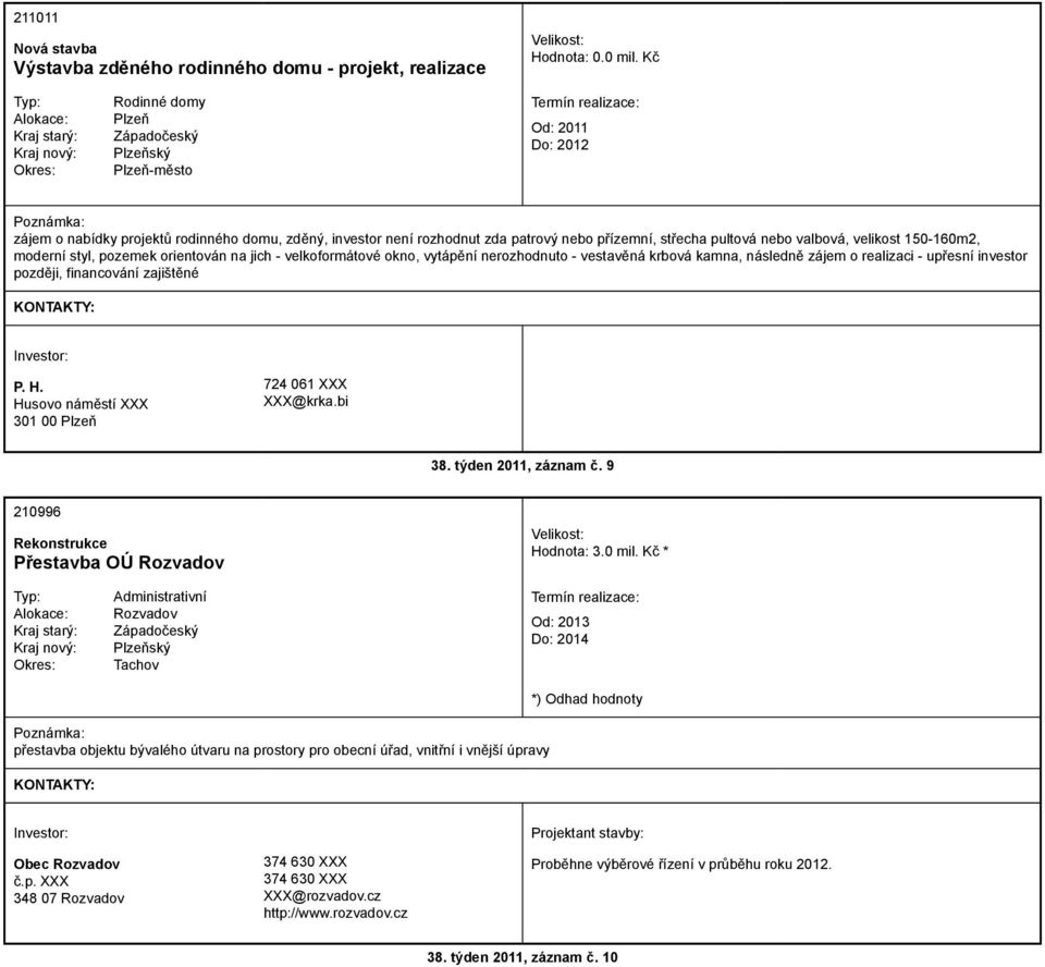 styl, pozemek orientován na jich - velkoformátové okno, vytápění nerozhodnuto - vestavěná krbová kamna, následně zájem o realizaci - upřesní investor později, financování zajištěné P. H.