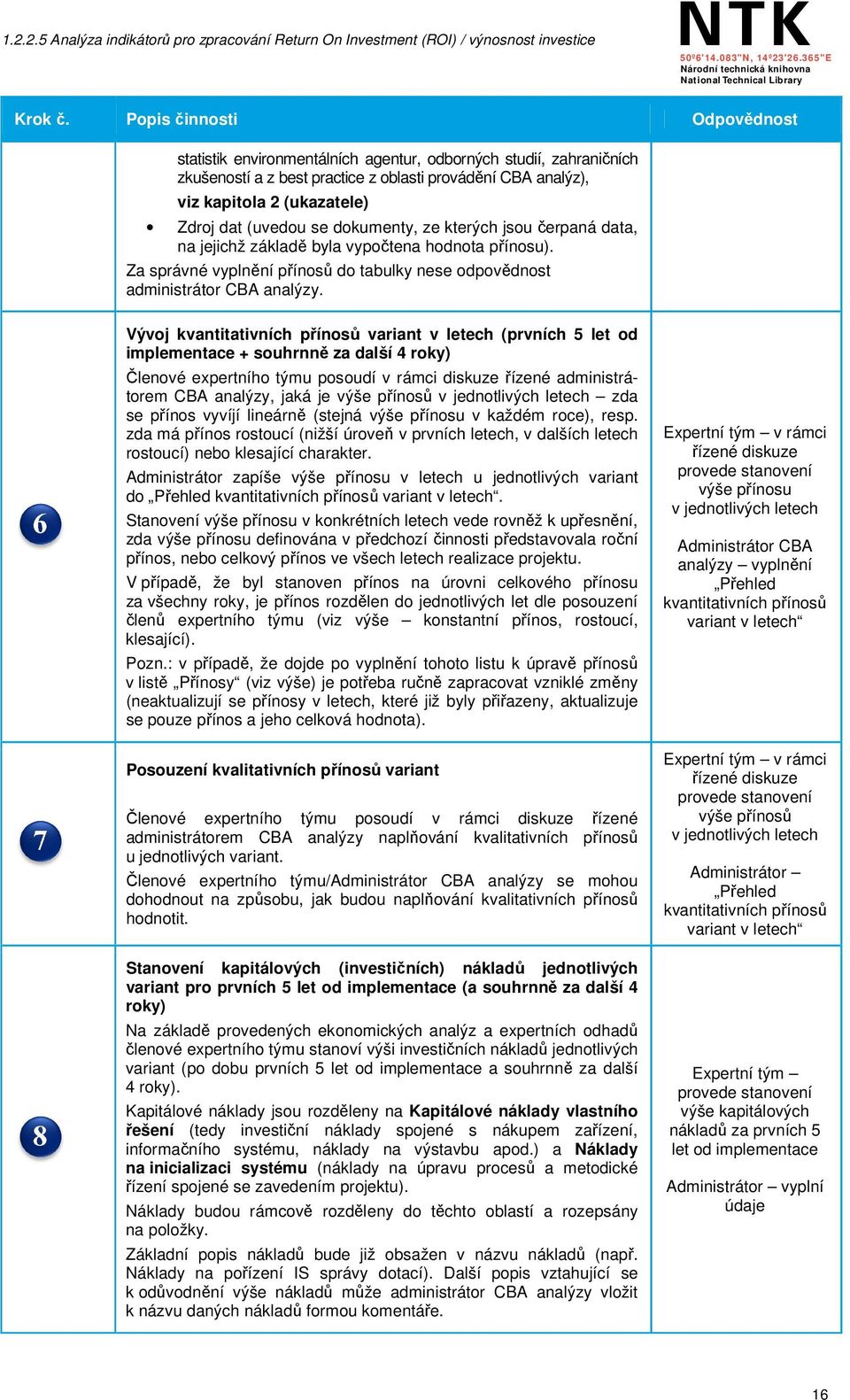 se dokumenty, ze kterých jsou čerpaná data, na jejichž základě byla vypočtena hodnota přínosu). Za správné vyplnění přínosů do tabulky nese odpovědnost administrátor C analýzy.