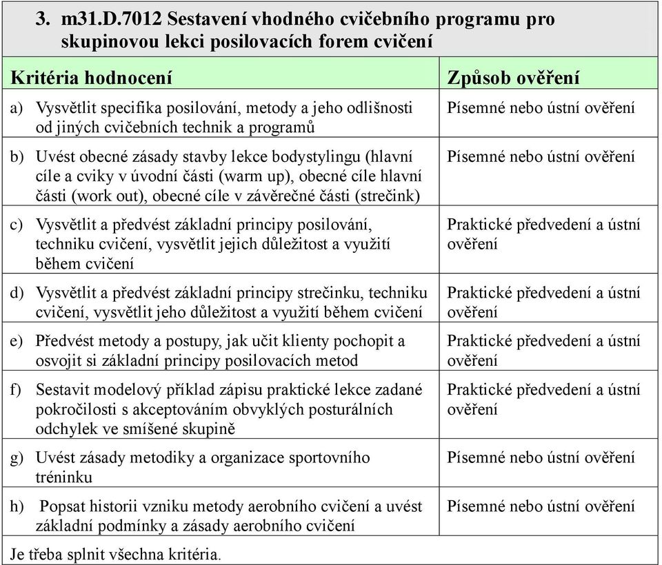 Uvést obecné zásady stavby lekce bodystylingu (hlavní cíle a cviky v úvodní části (warm up), obecné cíle hlavní části (work out), obecné cíle v závěrečné části (strečink) c) Vysvětlit a předvést