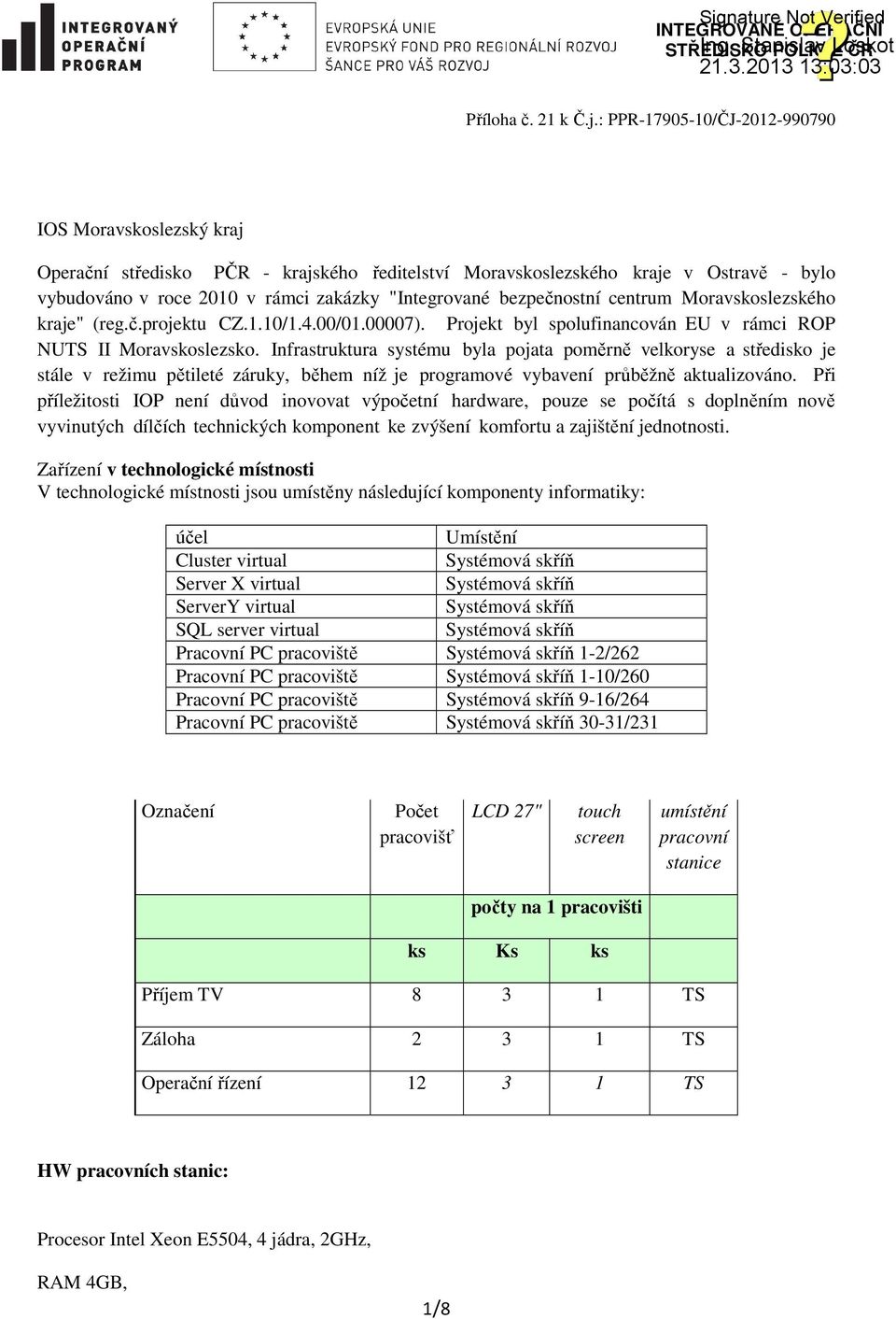 centrum Mravskslezskéh kraje" (reg.č.prjektu CZ.1.10/1.4.00/01.00007). Prjekt byl splufinancván EU v rámci ROP NUTS II Mravskslezsk.